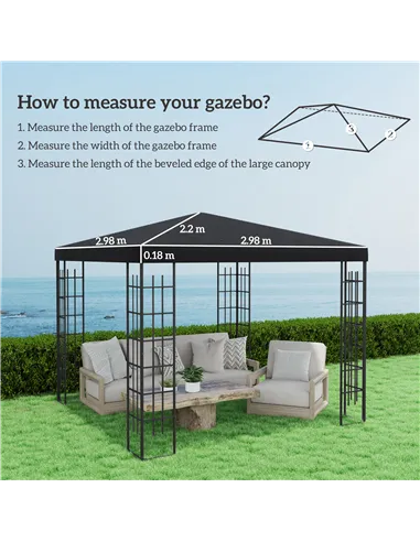 Outsunny 3 x 3(m) Gazebo Frame Replacement - Black