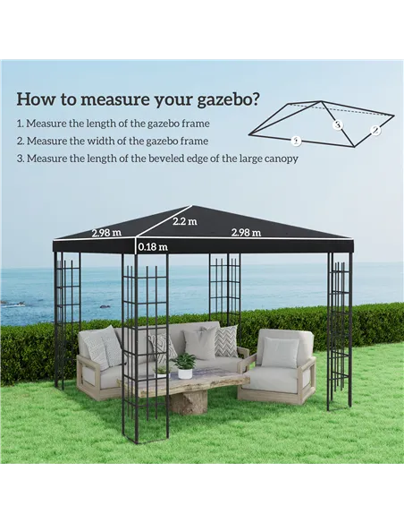 Outsunny 3 x 3(m) Gazebo Frame Replacement - Black