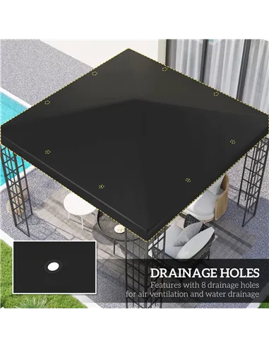 Outsunny 3 x 3(m) Gazebo Frame Replacement - Black