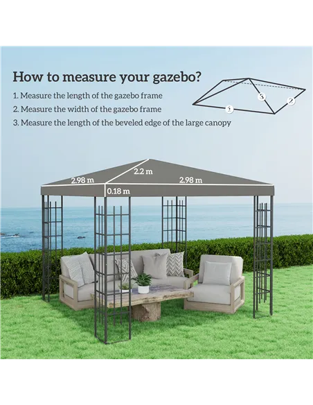 Outsunny 3 x 3(m) Gazebo Frame Replacement - Grey