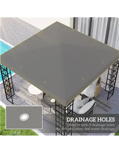 Outsunny 3 x 3(m) Gazebo Frame Replacement - Grey