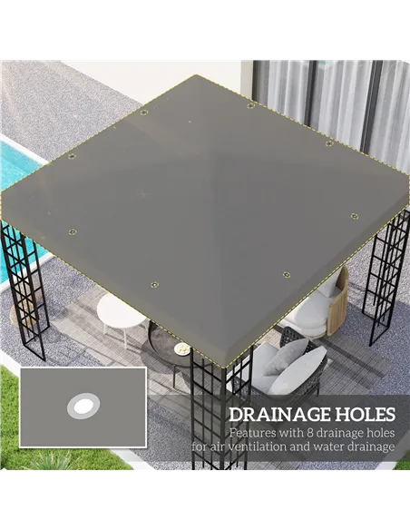 Outsunny 3 x 3(m) Gazebo Frame Replacement - Grey