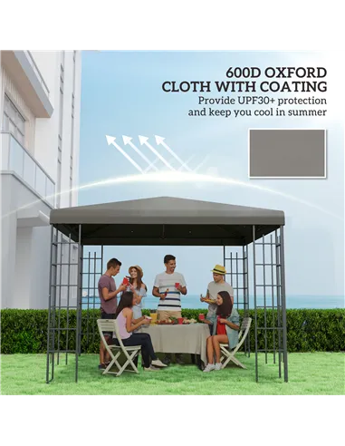 Outsunny 3 x 3(m) Gazebo Frame Replacement - Grey