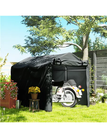Outsunny 2.2 x 1.6 m Garden Storage Tent, Waterproof Anti-UV Bike Tent with Roll-up Zipper Door, Galvanised Outdoor Storage Shel