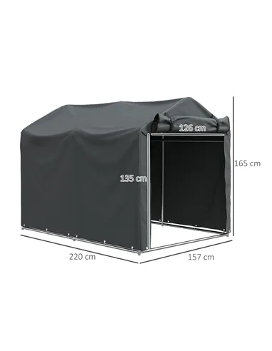 Outsunny 2.2 x 1.6 m Garden Storage Tent, Waterproof Anti-UV Bike Tent with Roll-up Zipper Door, Galvanised Outdoor Storage Shel