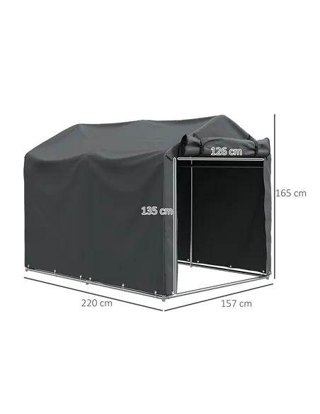 Outsunny 2.2 x 1.6 m Garden Storage Tent, Waterproof Anti-UV Bike Tent with Roll-up Zipper Door, Galvanised Outdoor Storage Shel