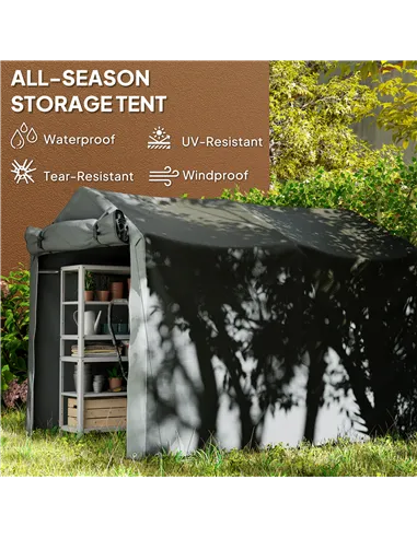 Outsunny 2.2 x 1.6 m Garden Storage Tent, Waterproof Anti-UV Bike Tent with Roll-up Zipper Door, Galvanised Outdoor Storage Shel