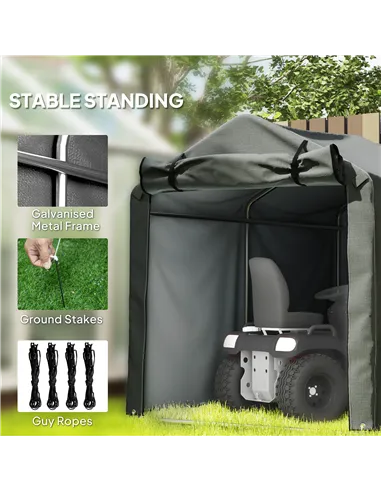 Outsunny 2.2 x 1.6 m Garden Storage Tent, Waterproof Anti-UV Bike Tent with Roll-up Zipper Door, Galvanised Outdoor Storage Shel