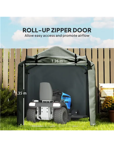 Outsunny 2.2 x 1.6 m Garden Storage Tent, Waterproof Anti-UV Bike Tent with Roll-up Zipper Door, Galvanised Outdoor Storage Shel