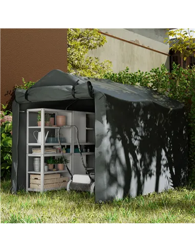 Outsunny 2.2 x 1.6 m Garden Storage Tent, Waterproof Anti-UV Bike Tent with Roll-up Zipper Door, Galvanised Outdoor Storage Shel