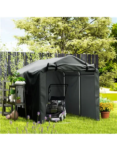Outsunny 2.2 x 1.6 m Garden Storage Tent, Waterproof Anti-UV Bike Tent with Roll-up Zipper Door, Galvanised Outdoor Storage Shel
