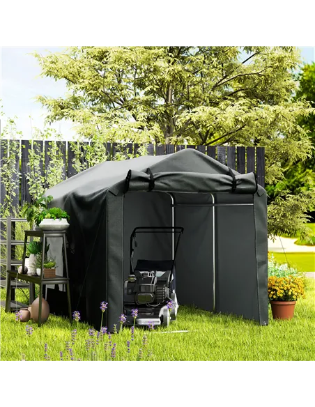 Outsunny 2.2 x 1.6 m Garden Storage Tent, Waterproof Anti-UV Bike Tent with Roll-up Zipper Door, Galvanised Outdoor Storage Shel