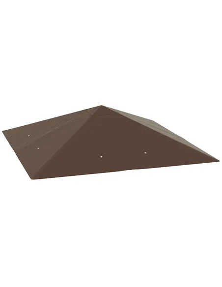 Outsunny 3 x 3(m) Gazebo Canopy Replacement Cover, Garden Gazebo Roof Replacement with Drain Holes, Water-resistant Plastic Coat