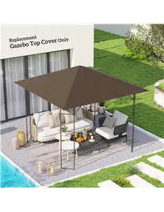 Outsunny 3 x 3(m) Gazebo Canopy Replacement Cover, Garden Gazebo Roof Replacement with Drain Holes, Water-resistant Plastic Coat 2