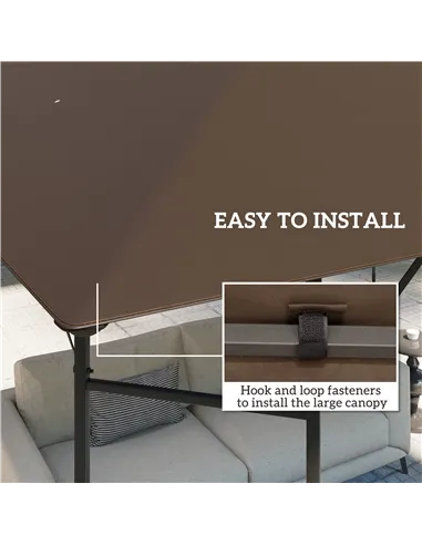 Outsunny 3 x 3(m) Gazebo Canopy Replacement Cover, Garden Gazebo Roof Replacement with Drain Holes, Water-resistant Plastic Coat