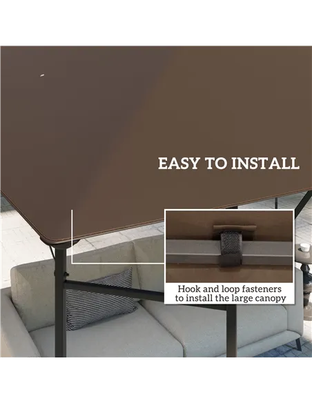 Outsunny 3 x 3(m) Gazebo Canopy Replacement Cover, Garden Gazebo Roof Replacement with Drain Holes, Water-resistant Plastic Coat