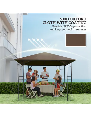 Outsunny 3 x 3(m) Gazebo Canopy Replacement Cover, Garden Gazebo Roof Replacement with Drain Holes, Water-resistant Plastic Coat