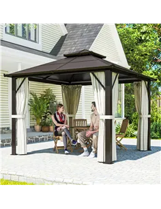 Outsunny 3 x 3(m) Hardtop Gazebo Canopy with UPF30+ Double Polycarbonate Roof, Aluminium Frame Garden Gazebo Permanent Pavilion  2