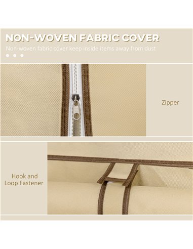 HOMCOM Fabric Wardrobe, with Rails and Shelves - Beige