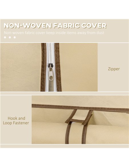 HOMCOM Fabric Wardrobe, with Rails and Shelves - Beige