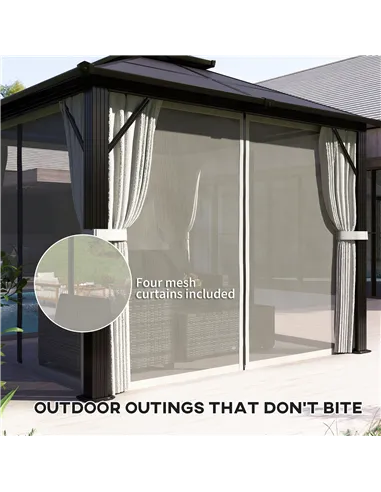 Outsunny 3 x 3(m) Hardtop Gazebo Canopy with UPF30+ Double Polycarbonate Roof, Aluminium Frame Garden Gazebo Permanent Pavilion 