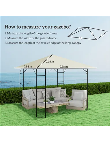 Outsunny 3 x 3(m) Gazebo Canopy Replacement, for 01-0867 - Cream