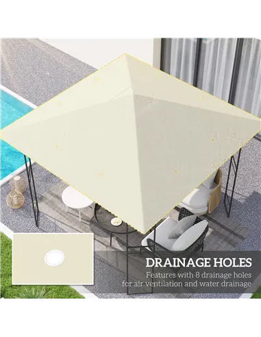 Outsunny 3 x 3(m) Gazebo Canopy Replacement, for 01-0867 - Cream