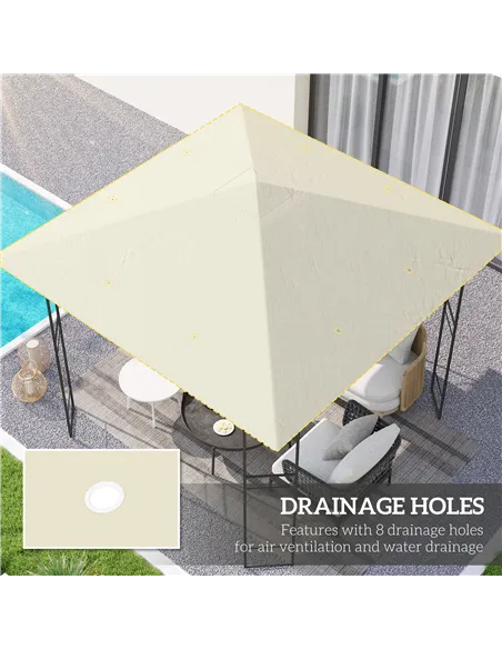 Outsunny 3 x 3(m) Gazebo Canopy Replacement, for 01-0867 - Cream