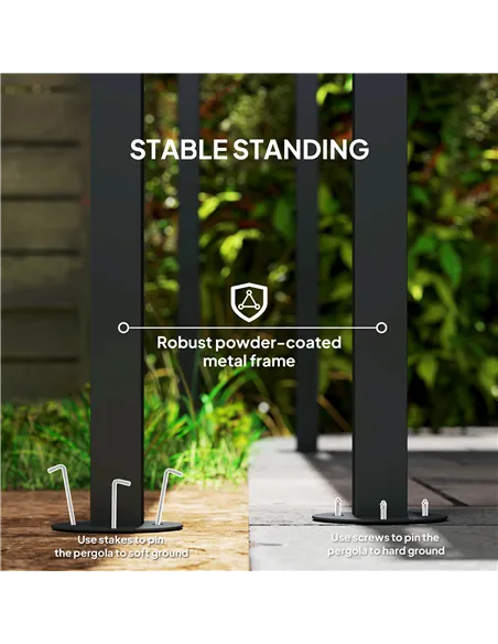 Outsunny 2.4 x 2.4 m Wall Mounted Pergola Gazebo with PA Coating Fabric and Metal Frame, UPF30+, Lean to Garden Gazebo, Wind Res