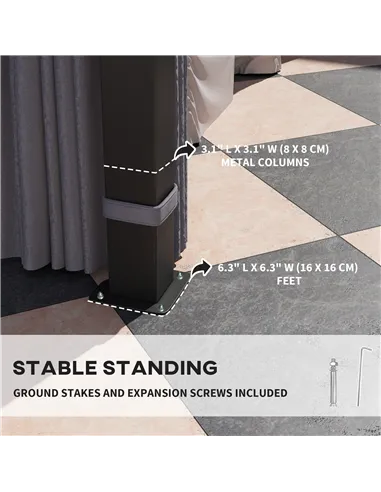 Outsunny 3 x 3(m) Hardtop Gazebo Canopy with 7mm Double Polycarbonate Roof, Garden Gazebo Permanent Pavilion with Mosquito Netti