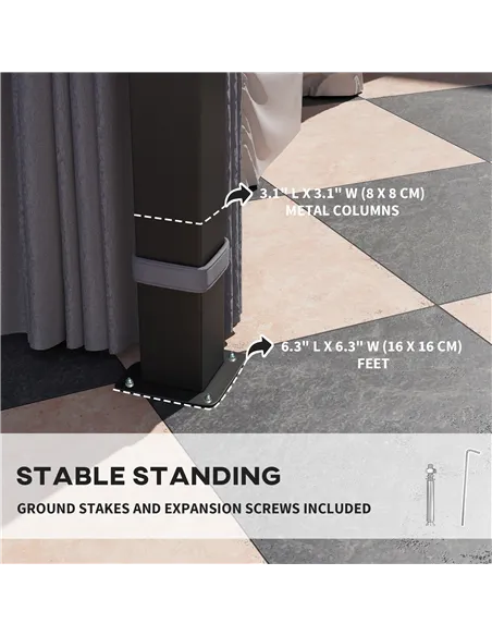 Outsunny 3 x 3(m) Hardtop Gazebo Canopy with 7mm Double Polycarbonate Roof, Garden Gazebo Permanent Pavilion with Mosquito Netti