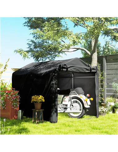 Outsunny 2.2 x 1.6 m Garden Storage Tent, Waterproof Anti-UV Bike Tent with Roll-up Zipper Door, Galvanised Outdoor Storage Shel