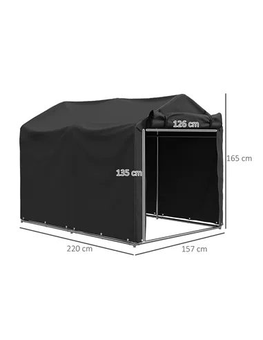 Outsunny 2.2 x 1.6 m Garden Storage Tent, Waterproof Anti-UV Bike Tent with Roll-up Zipper Door, Galvanised Outdoor Storage Shel