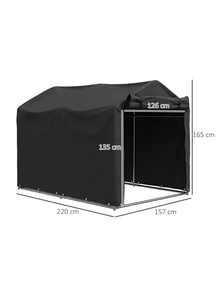 Outsunny 2.2 x 1.6 m Garden Storage Tent, Waterproof Anti-UV Bike Tent with Roll-up Zipper Door, Galvanised Outdoor Storage Shel