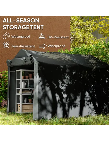 Outsunny 2.2 x 1.6 m Garden Storage Tent, Waterproof Anti-UV Bike Tent with Roll-up Zipper Door, Galvanised Outdoor Storage Shel