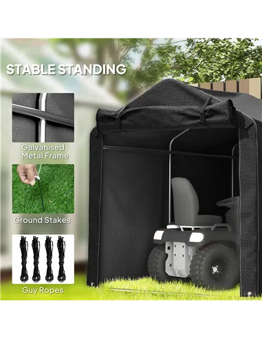Outsunny 2.2 x 1.6 m Garden Storage Tent, Waterproof Anti-UV Bike Tent with Roll-up Zipper Door, Galvanised Outdoor Storage Shel