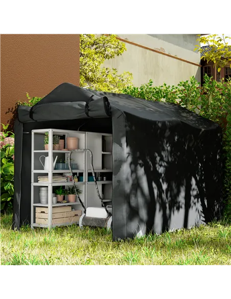 Outsunny 2.2 x 1.6 m Garden Storage Tent, Waterproof Anti-UV Bike Tent with Roll-up Zipper Door, Galvanised Outdoor Storage Shel