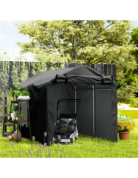 Outsunny 2.2 x 1.6 m Garden Storage Tent, Waterproof Anti-UV Bike Tent with Roll-up Zipper Door, Galvanised Outdoor Storage Shel