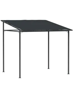 Outsunny 2.4 x 2.4 m Wall Mounted Pergola Gazebo with PA Coating Fabric and Metal Frame, UPF30+, Lean to Garden Gazebo, Wind Res