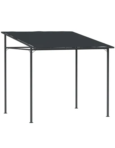 Outsunny 2.4 x 2.4 m Wall Mounted Pergola Gazebo with PA Coating Fabric and Metal Frame, UPF30+, Lean to Garden Gazebo, Wind Res