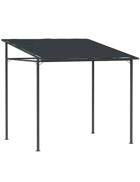 Outsunny 2.4 x 2.4 m Wall Mounted Pergola Gazebo with PA Coating Fabric and Metal Frame, UPF30+, Lean to Garden Gazebo, Wind Res