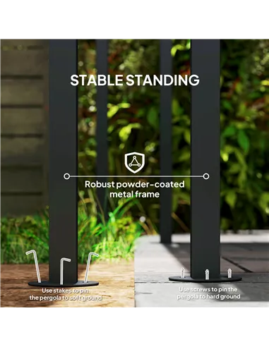 Outsunny 2.4 x 2.4 m Wall Mounted Pergola Gazebo with PA Coating Fabric and Metal Frame, UPF30+, Lean to Garden Gazebo, Wind Res