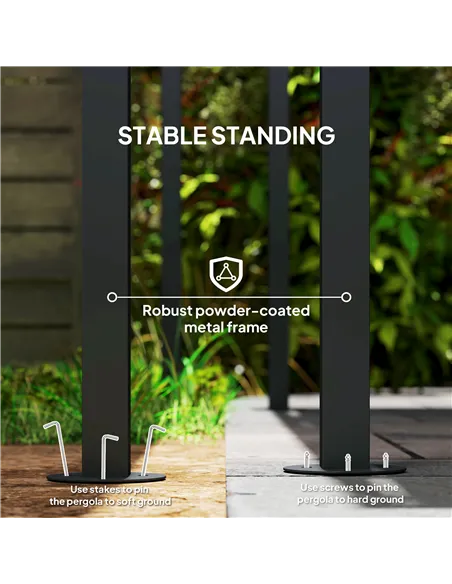 Outsunny 2.4 x 2.4 m Wall Mounted Pergola Gazebo with PA Coating Fabric and Metal Frame, UPF30+, Lean to Garden Gazebo, Wind Res