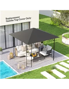 Outsunny 3 x 3(m) Gazebo Canopy Replacement Cover, Garden Gazebo Roof Replacement with Drain Holes, Water Resistant PVC Coating, 2