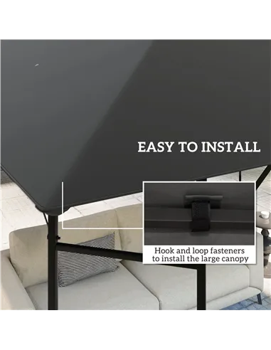 Outsunny 3 x 3(m) Gazebo Canopy Replacement Cover, Garden Gazebo Roof Replacement with Drain Holes, Water Resistant PVC Coating,