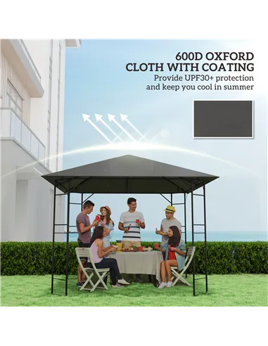 Outsunny 3 x 3(m) Gazebo Canopy Replacement Cover, Garden Gazebo Roof Replacement with Drain Holes, Water Resistant PVC Coating,