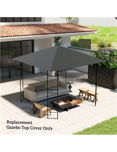 Outsunny 3 x 3(m) Gazebo Canopy Replacement Cover, Garden Gazebo Roof Replacement with Drain Holes, Water Resistant PVC Coating,