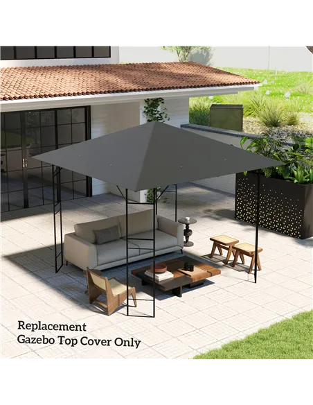 Outsunny 3 x 3(m) Gazebo Canopy Replacement Cover, Garden Gazebo Roof Replacement with Drain Holes, Water Resistant PVC Coating,