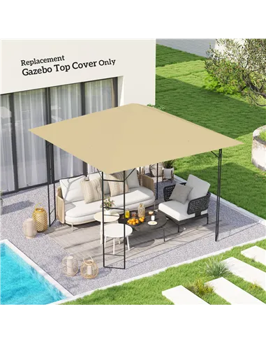 Outsunny 3 x 3(m) Gazebo Canopy Replacement Cover, Garden Gazebo Roof Replacement with Drain Holes, Water Resistant PVC Coating,