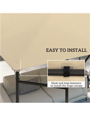 Outsunny 3 x 3(m) Gazebo Canopy Replacement Cover, Garden Gazebo Roof Replacement with Drain Holes, Water Resistant PVC Coating,